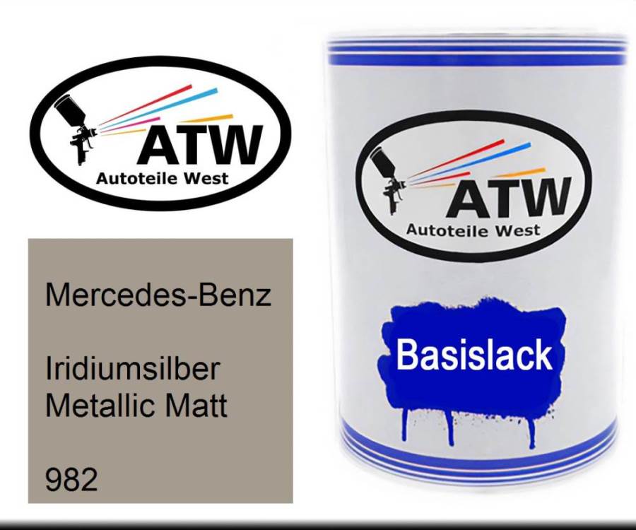 Mercedes-Benz, Iridiumsilber Metallic Matt, 982: 500ml Lackdose, von ATW Autoteile West.